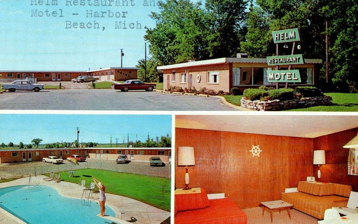 Helm Restaurant and Motel (Harbor Beach Inn) - Old Postcard